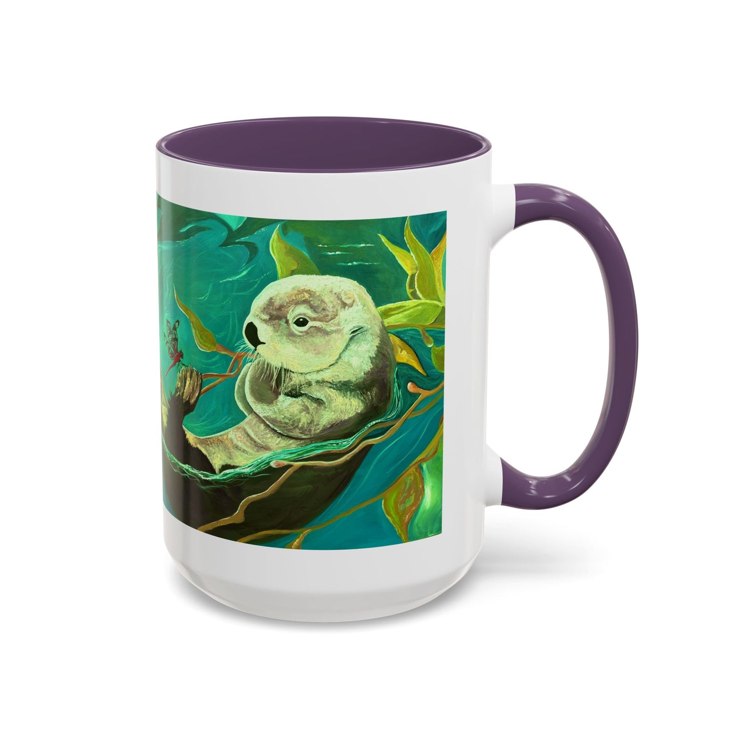 Otter and Dragonfly Accent Coffee Mug, 11oz
