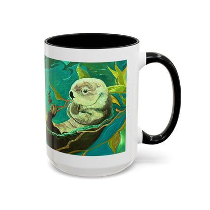 Otter and Dragonfly Accent Coffee Mug, 11oz
