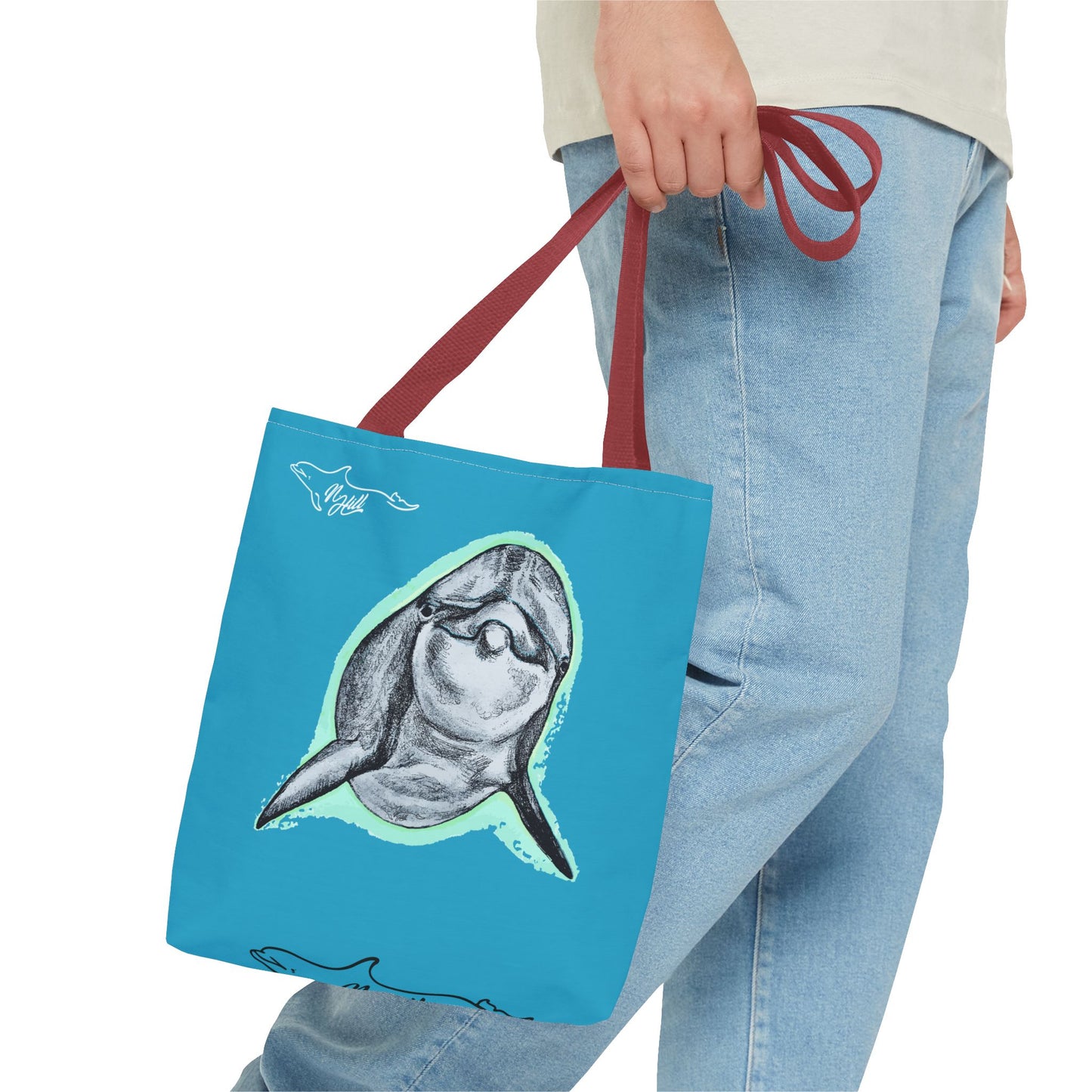 Curious Dolphin Tote Bag (AOP)