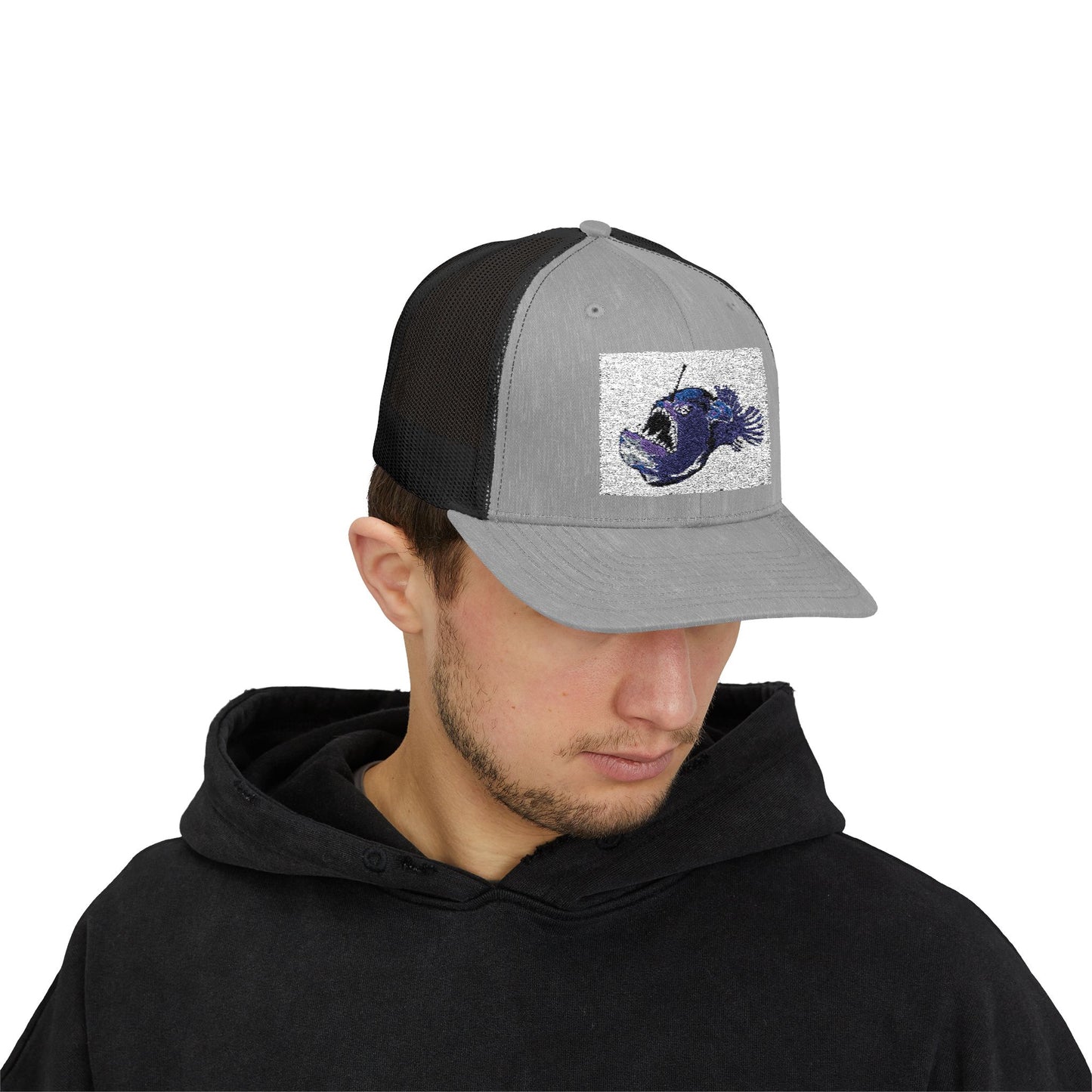 Angler Fish Embroidered Snapback Trucker Cap