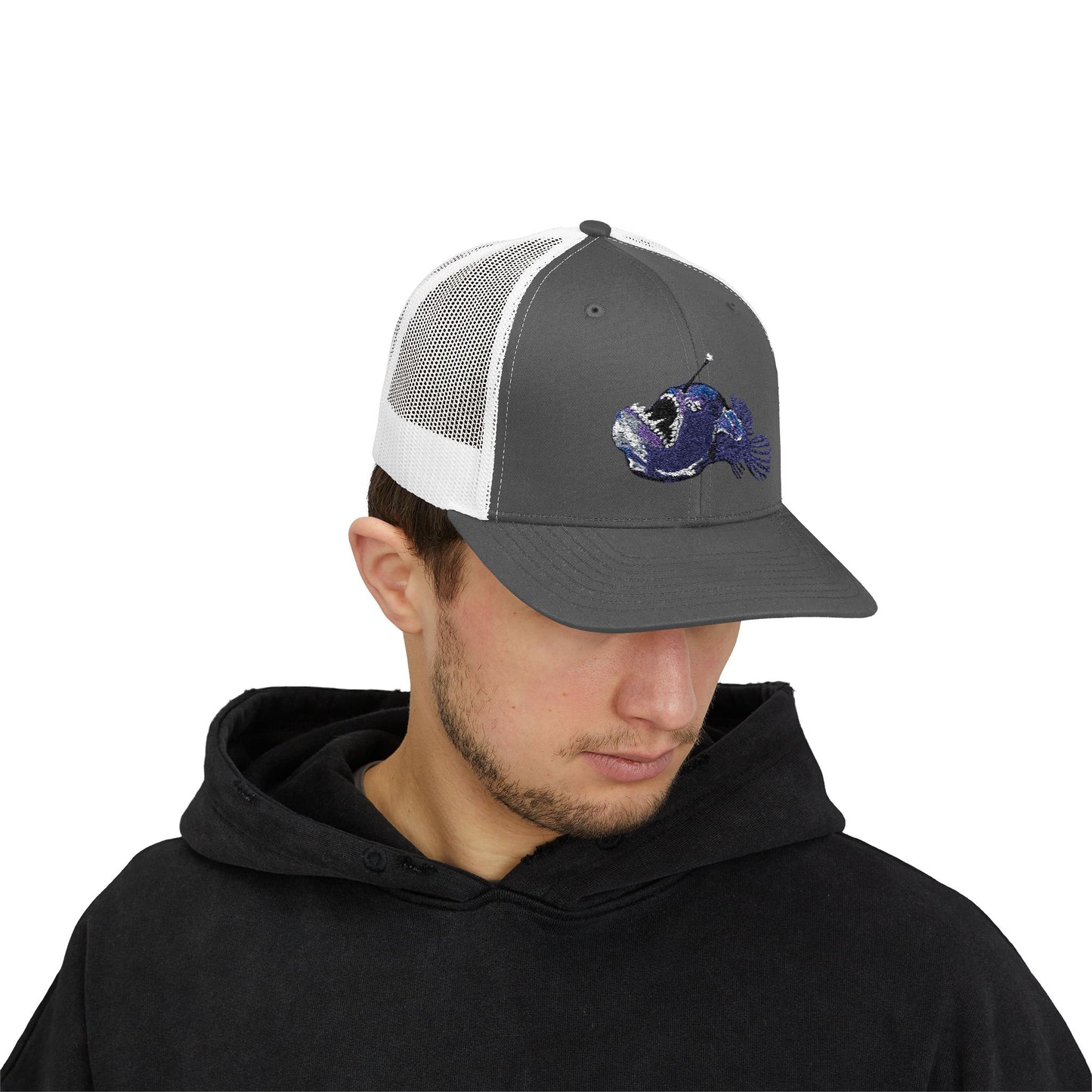 Angler Fish Embroidered Snapback Trucker Cap