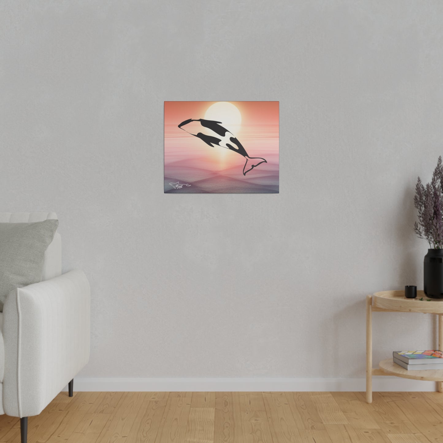 Orca Sunset Matte Canvas 20" x 16", Stretched, 0.75"