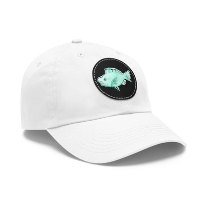 Blue Parrot Fish Hat with Leather Patch (Round)