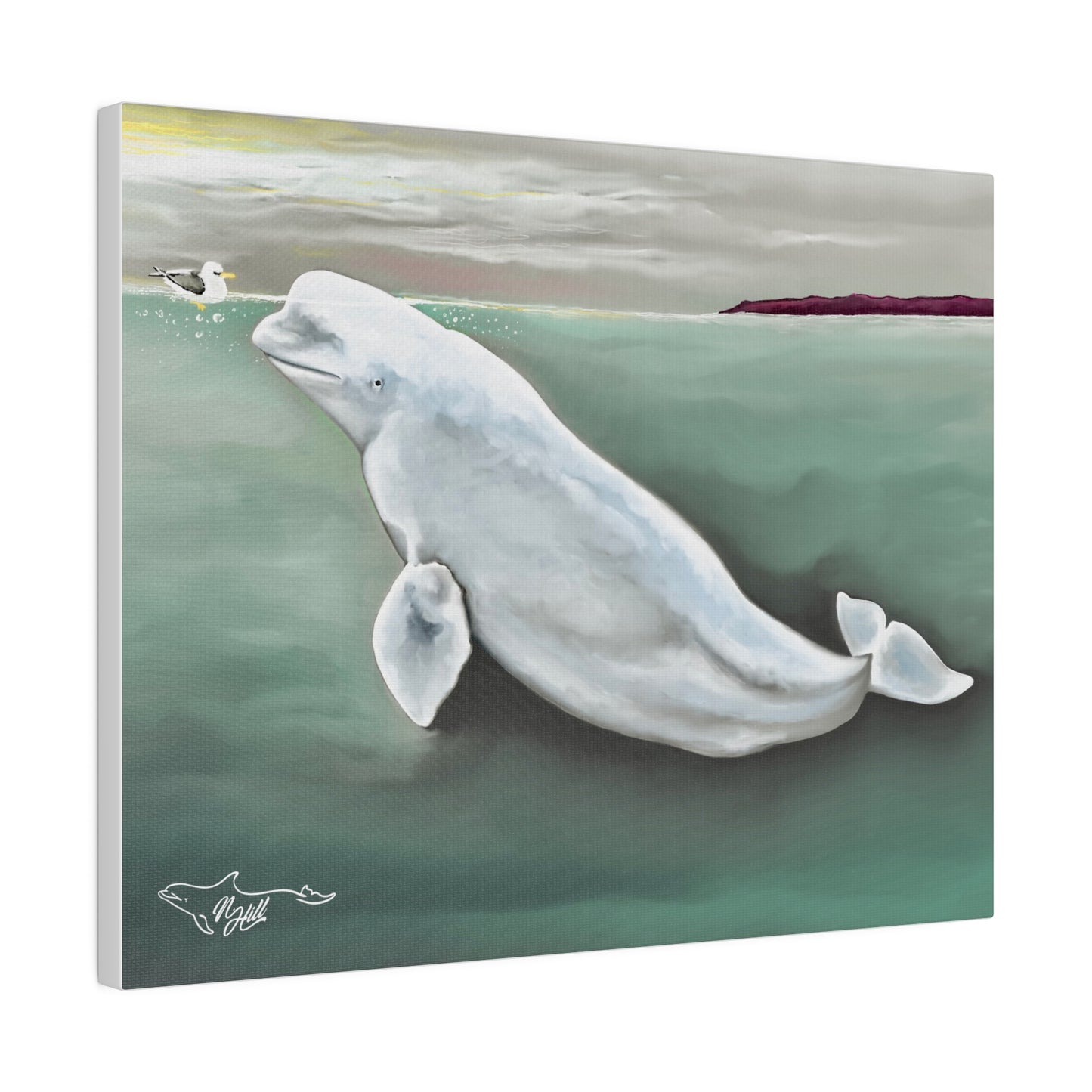 Beluga Whale Hvaldamir Matte Canvas, Stretched, 0.75"