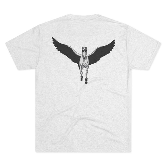 Pegasus in Sunglasses back print Unisex Tri-Blend Crew Tee