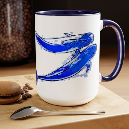 Pilot Whale Two-Tone Coffee Mugs, 15oz