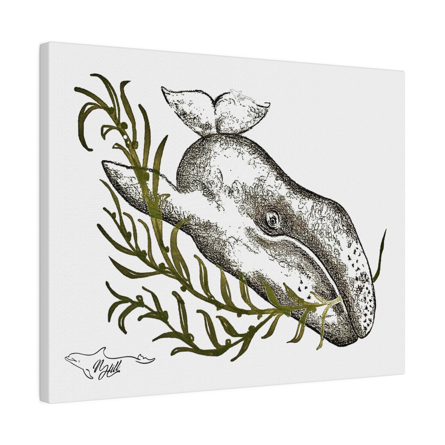 Gray Whale Matte Canvas 14" x 11", Stretched, 0.75"