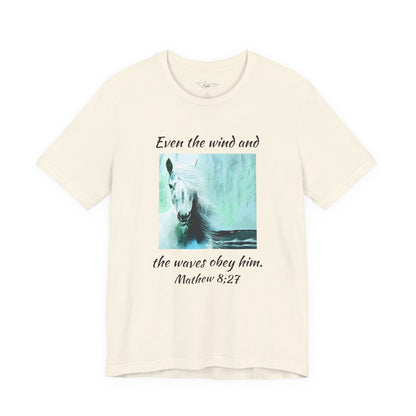 Mathew 8:27 Even The Wind  Unisex Jersey Short Sleeve Tee