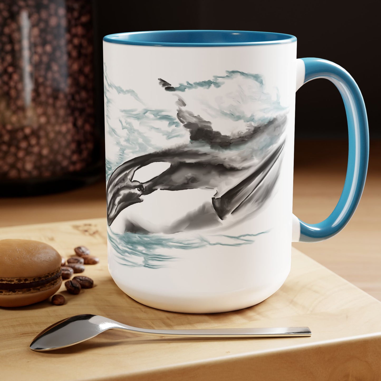 Orca Whale Two-Tone Coffee Mugs, 15oz