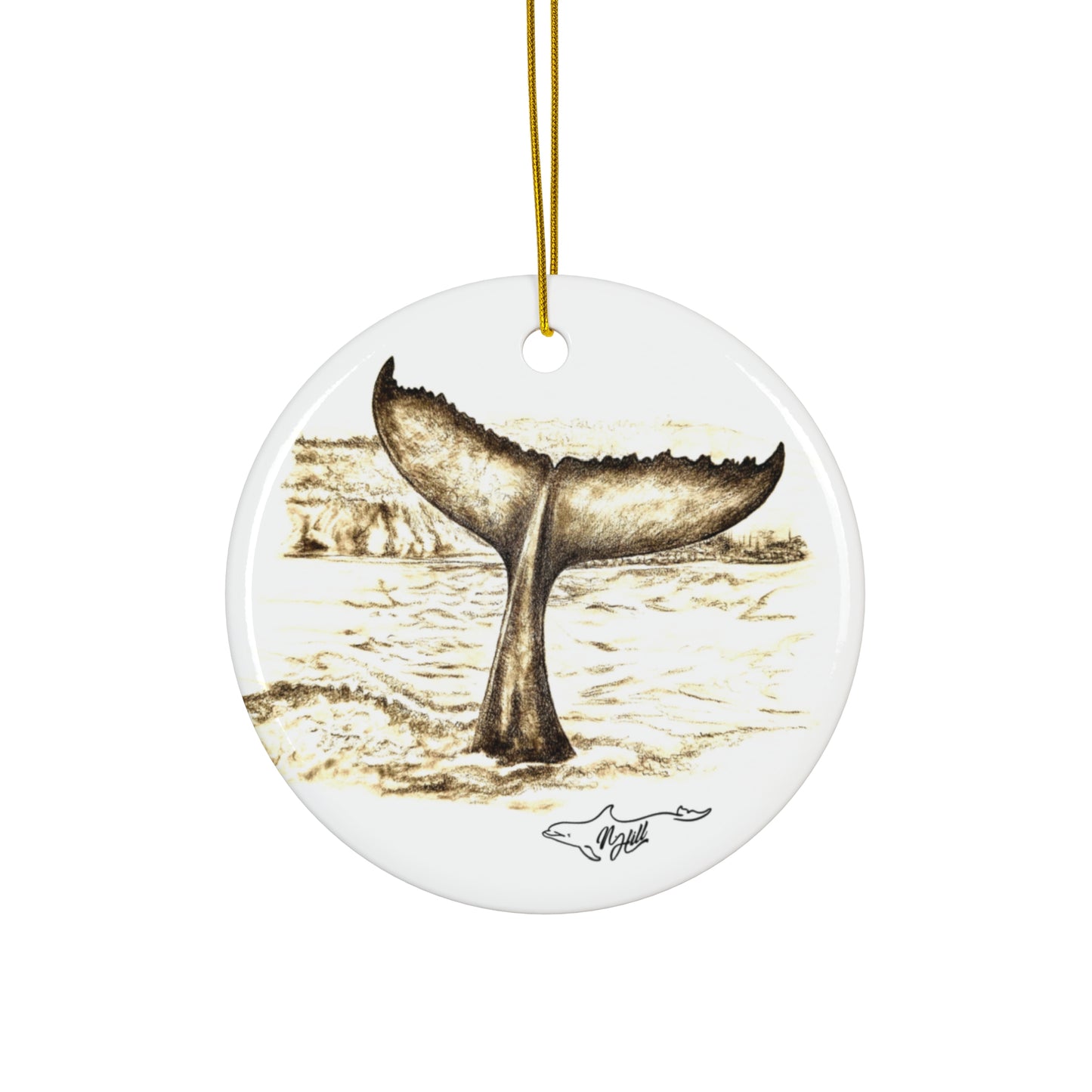 Humpback Whale Tale Ceramic Ornament, 4 Shapes