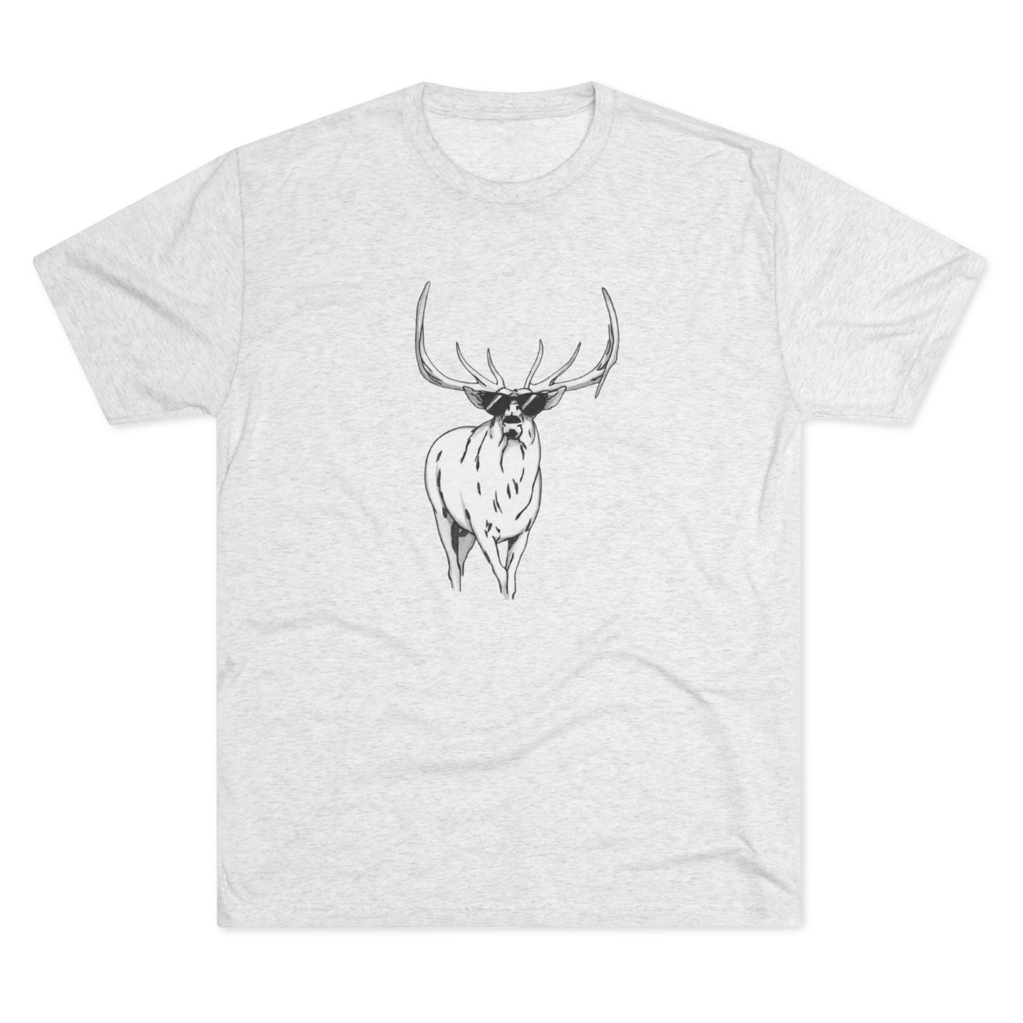 Bugling Elk in Sun Glasses Unisex Tri-Blend Crew Tee