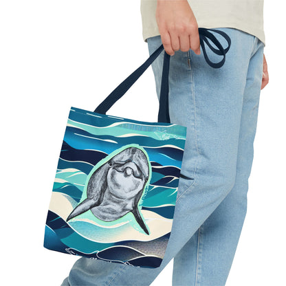 Curious Dolphin Tote Bag (AOP)