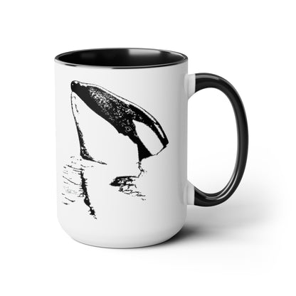 Tiki Treasure Orca Two-Tone Coffee Mugs, 15oz