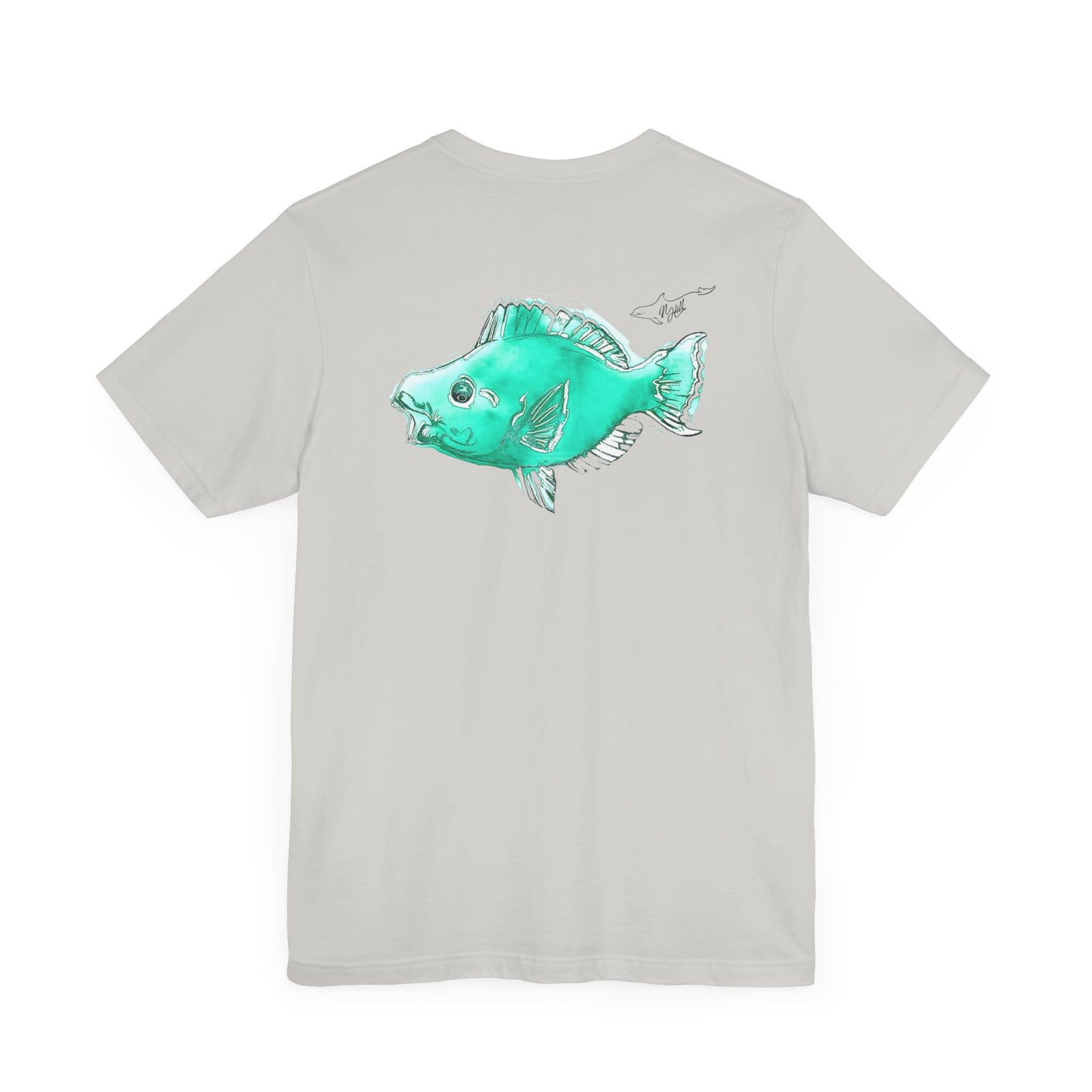 Blue Parrot Fish Unisex Jersey Short Sleeve Tee (Back Design)