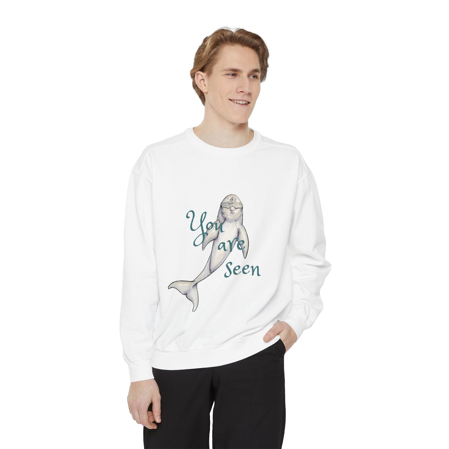 You are Seen Dolphin Unisex Garment-Dyed Sweatshirt