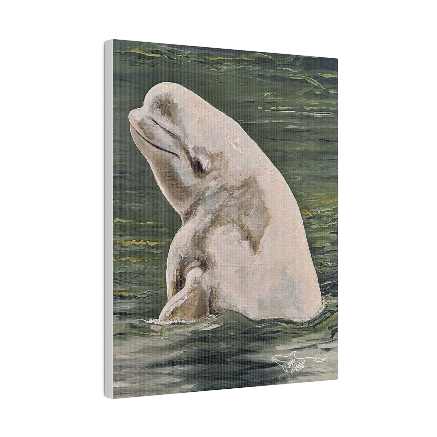 Beluga Whale Matte Canvas, Stretched, 0.75"