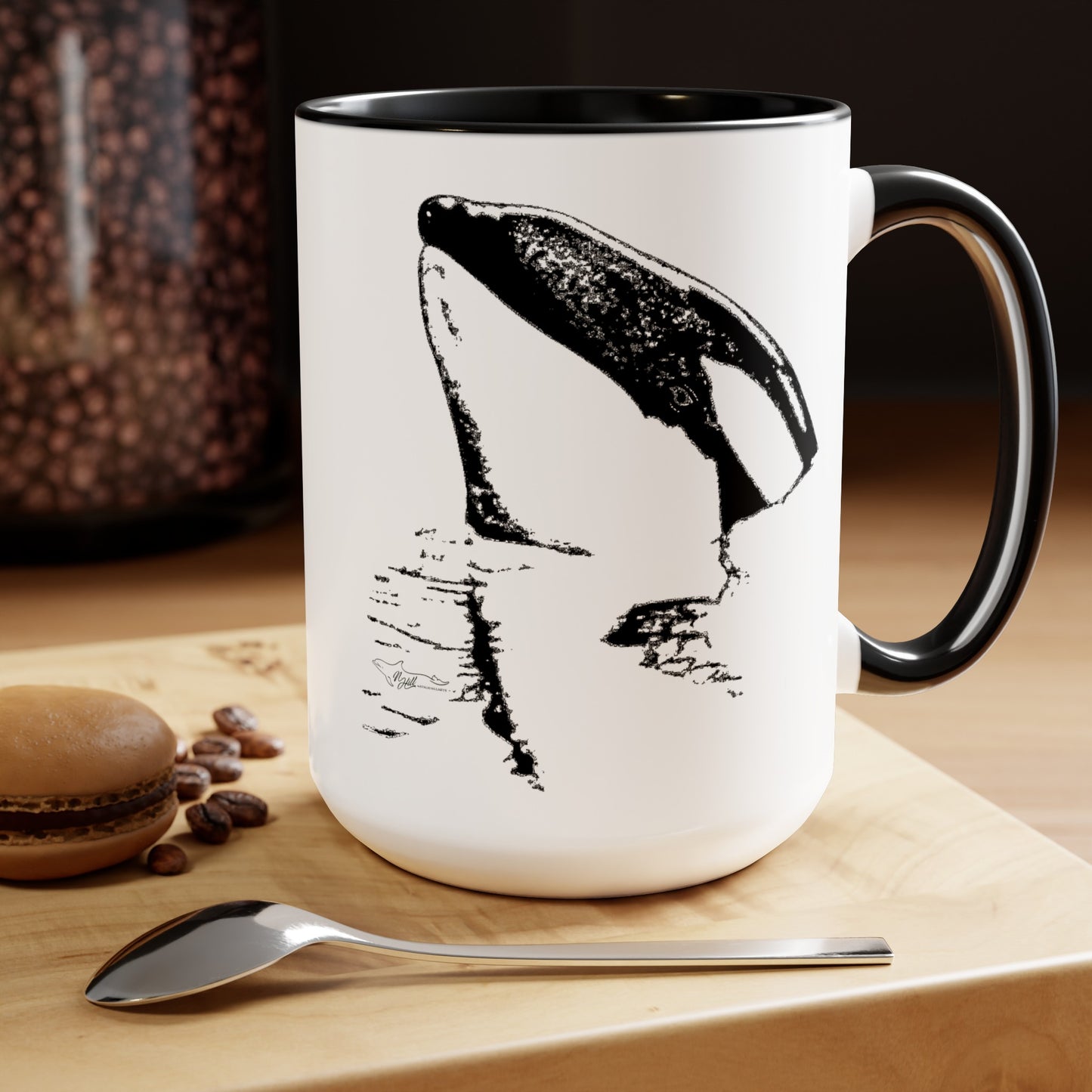 Tiki Treasure Orca Two-Tone Coffee Mugs, 15oz