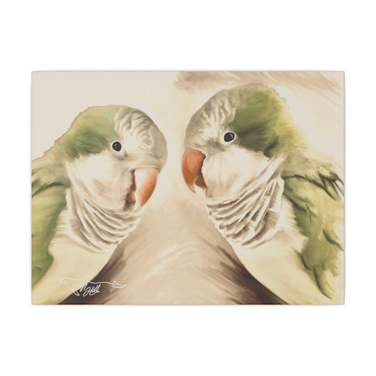 Quaker Parrots Matte Canvas, Stretched, 0.75"