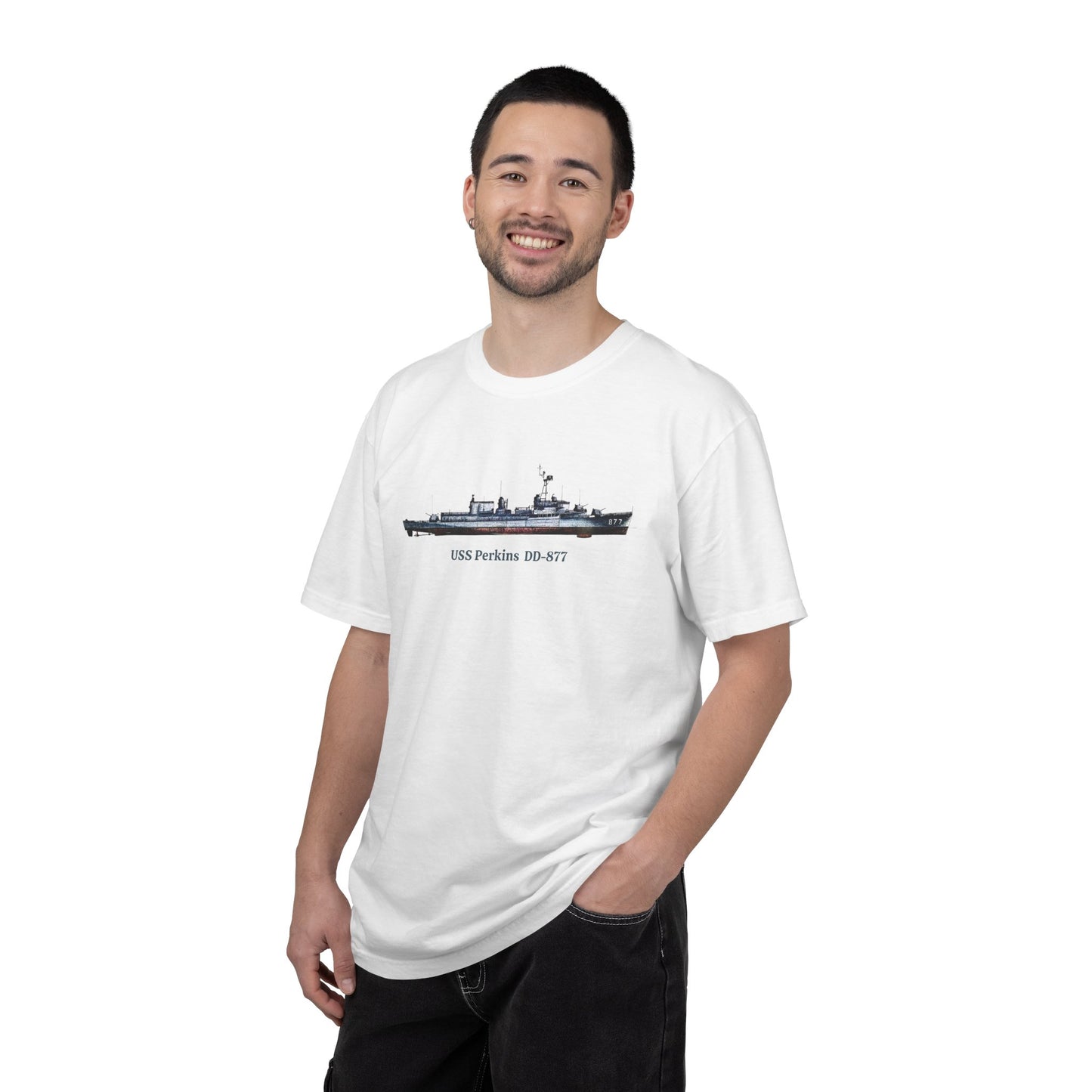 USS Perkins DD-877 Unisex Garment-Dyed T-shirt