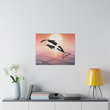 Orca Sunset Matte Canvas 20" x 16", Stretched, 0.75"