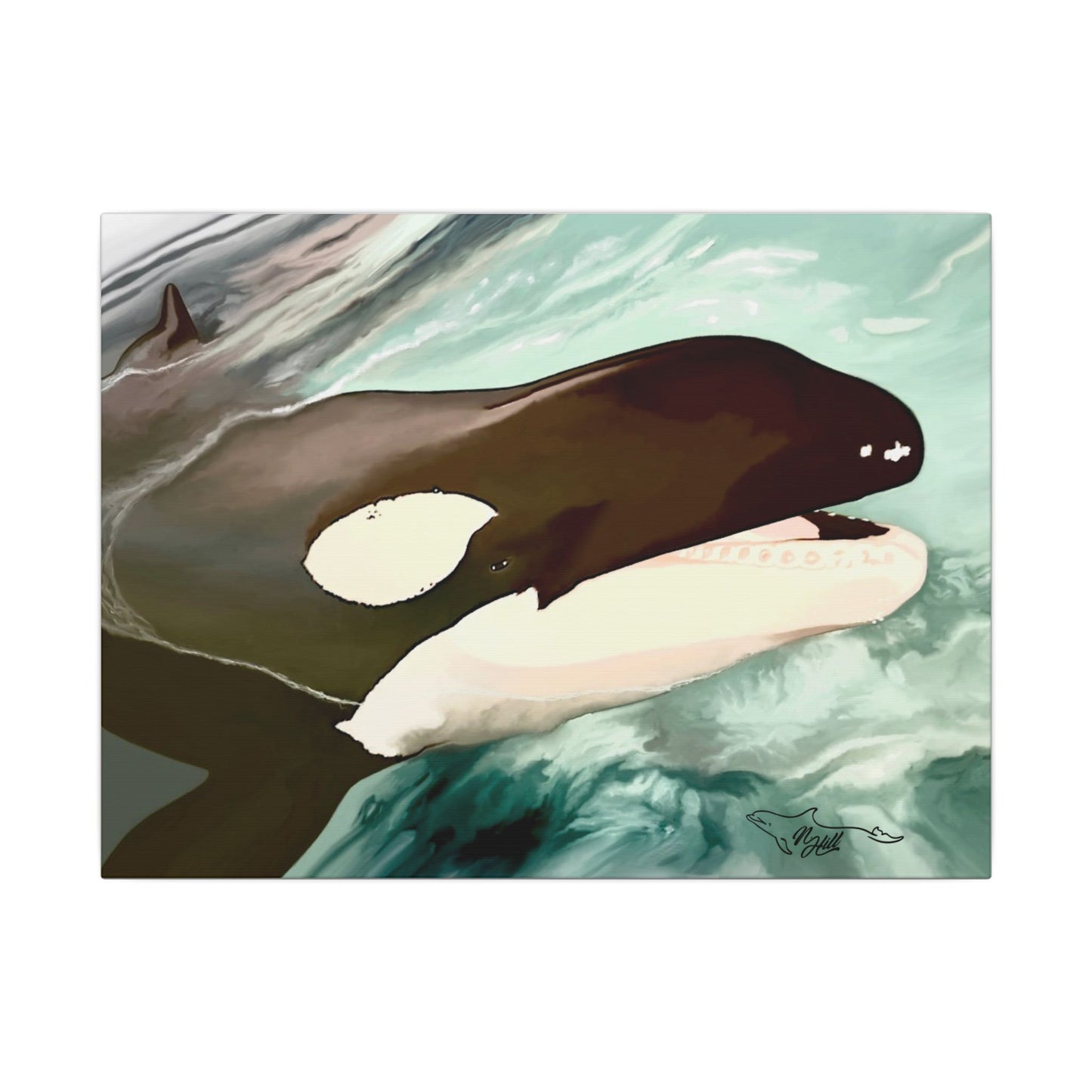 Orca Splash Matte Canvas, Stretched, 0.75"