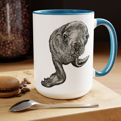 Sea Lion Pup Two-Tone Coffee Mugs, 15oz