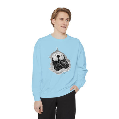 Praying Sea Otter Unisex Garment-Dyed Sweatshirt