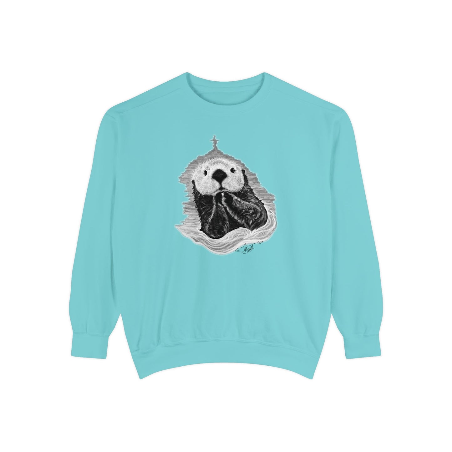 Praying Sea Otter Unisex Garment-Dyed Sweatshirt