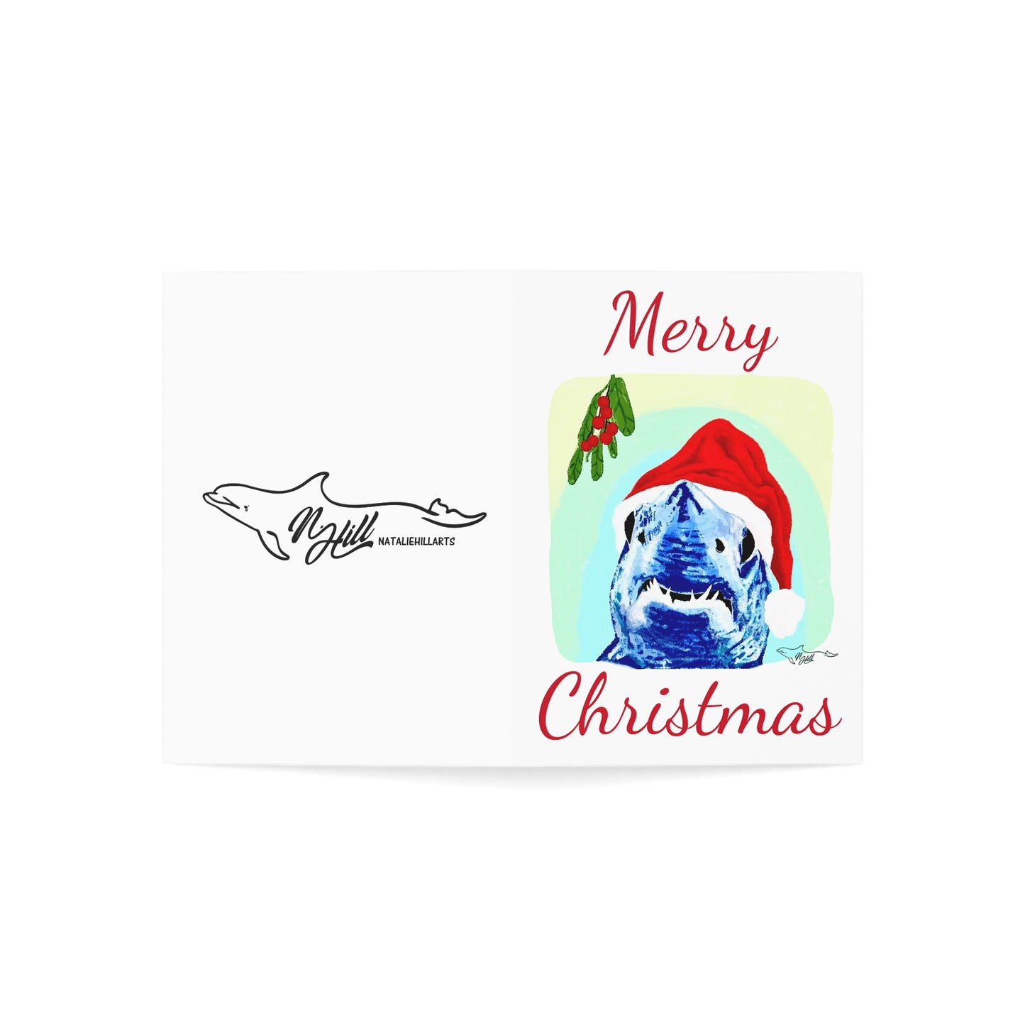 Shark and Mistletoe Christmas Greeting Cards (1, 10, 30, and 50pcs)