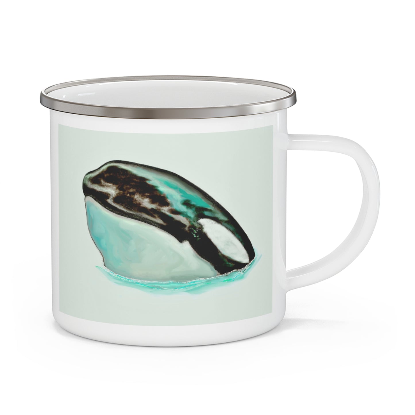 Orca Whale Enamel Camping Mug