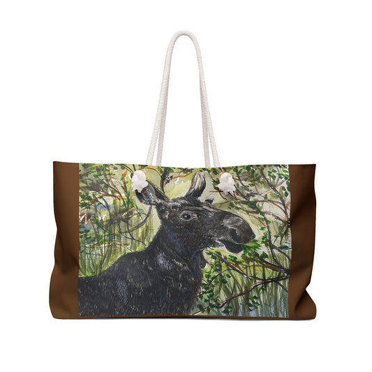 Hidden Springs Moose Watercolor Design Weekender Bag by Tracy Hill