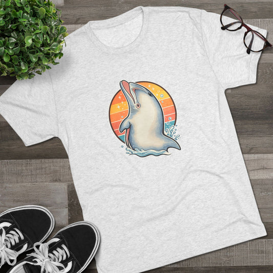 Dolphin Retro Unisex Tri-Blend Crew Tee