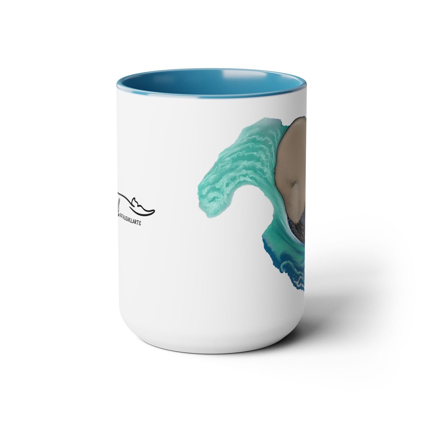 Surfing Beaver Two-Tone Coffee Mugs, 15oz