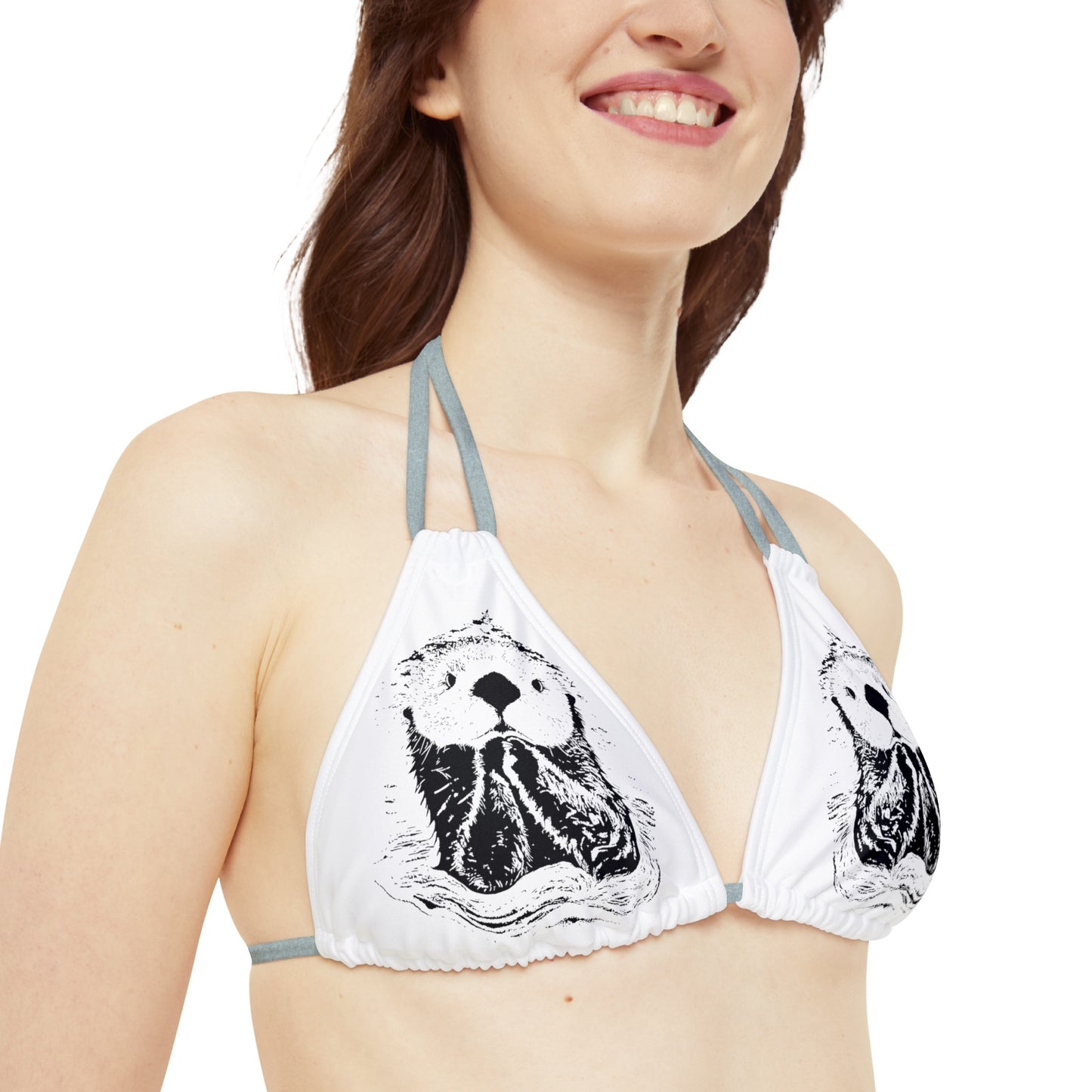 Otter Strappy Triangle Bikini Top (AOP)