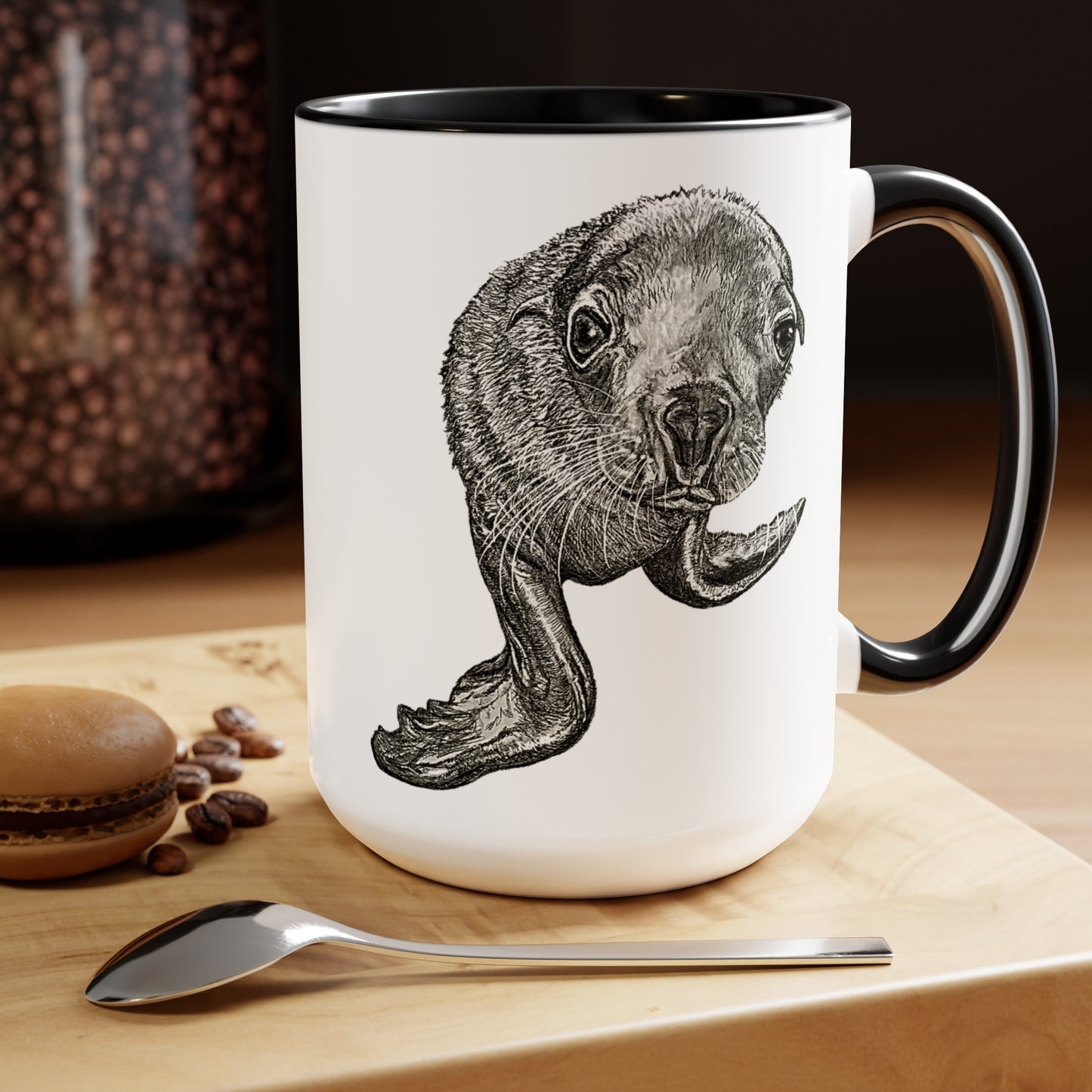 Sea Lion Pup Two-Tone Coffee Mugs, 15oz