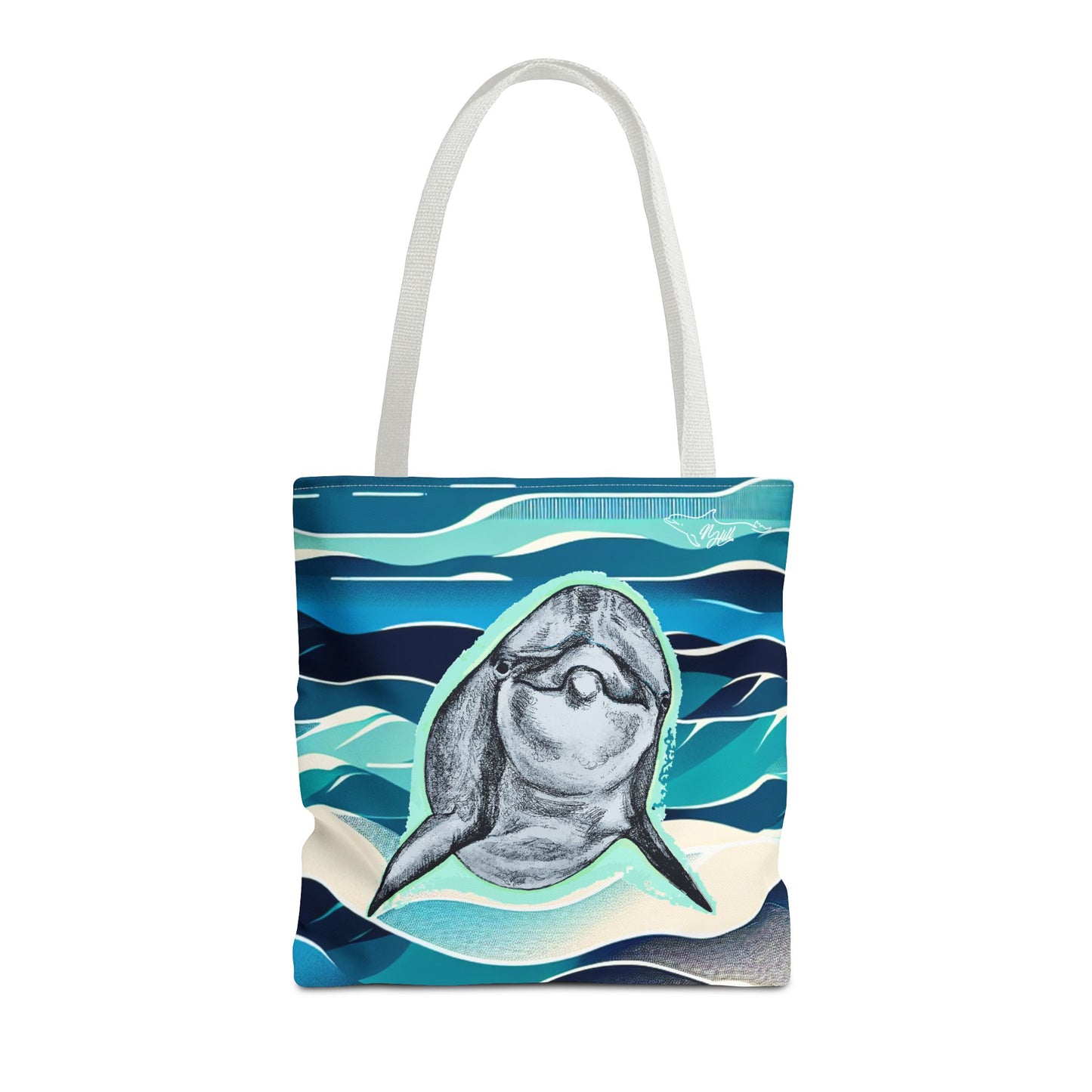 Curious Dolphin Tote Bag (AOP)