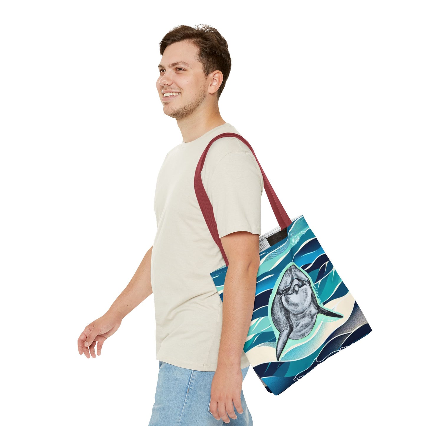 Curious Dolphin Tote Bag (AOP)