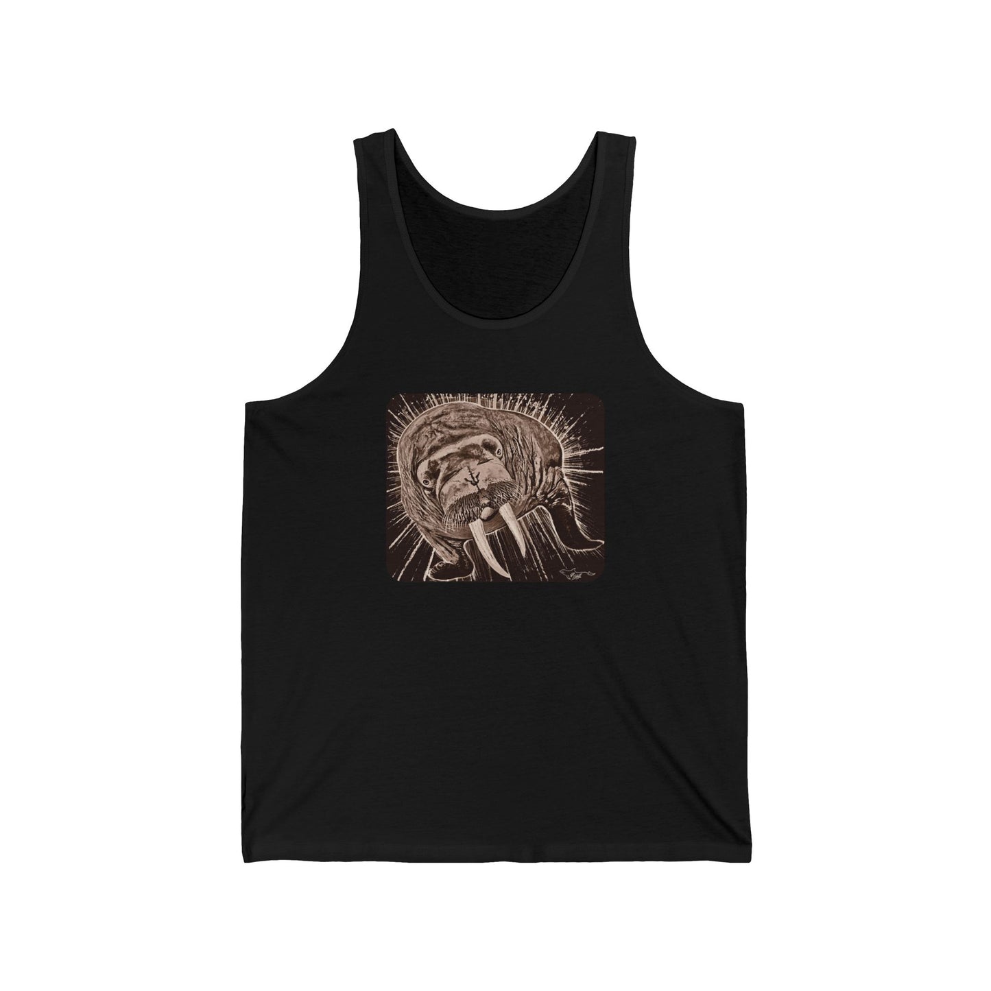 Stellar Walrus Black Unisex Jersey Tank