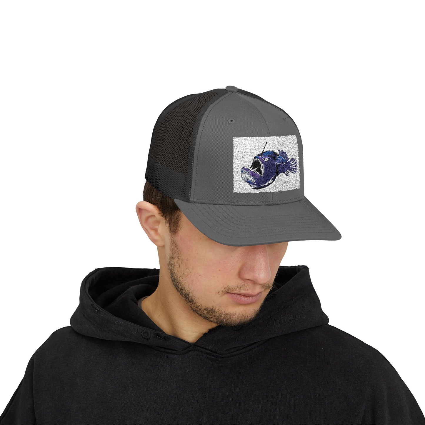 Angler Fish Embroidered Snapback Trucker Cap