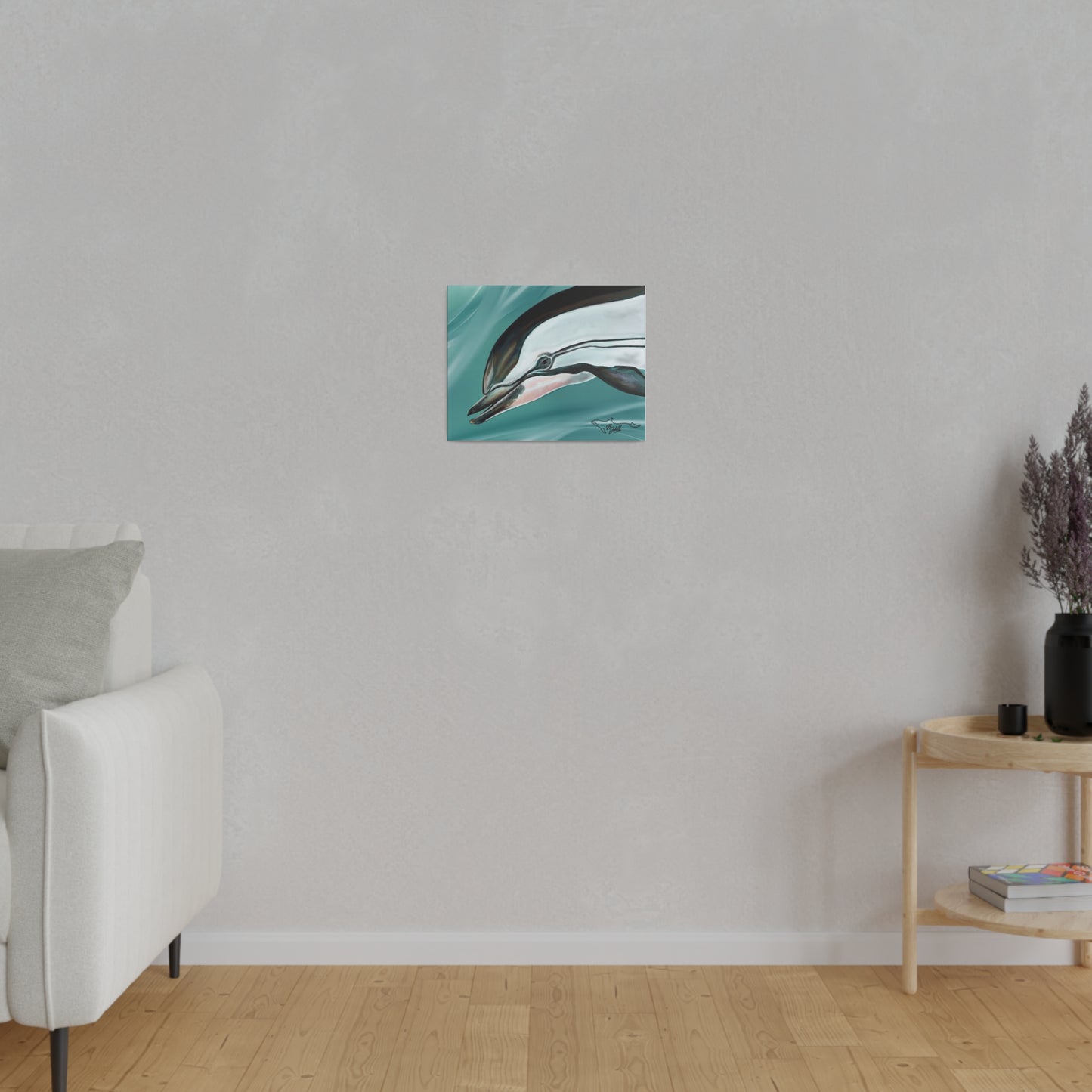 Common Dolphin Matte Canvas 12" x 9", Stretched, 0.75"