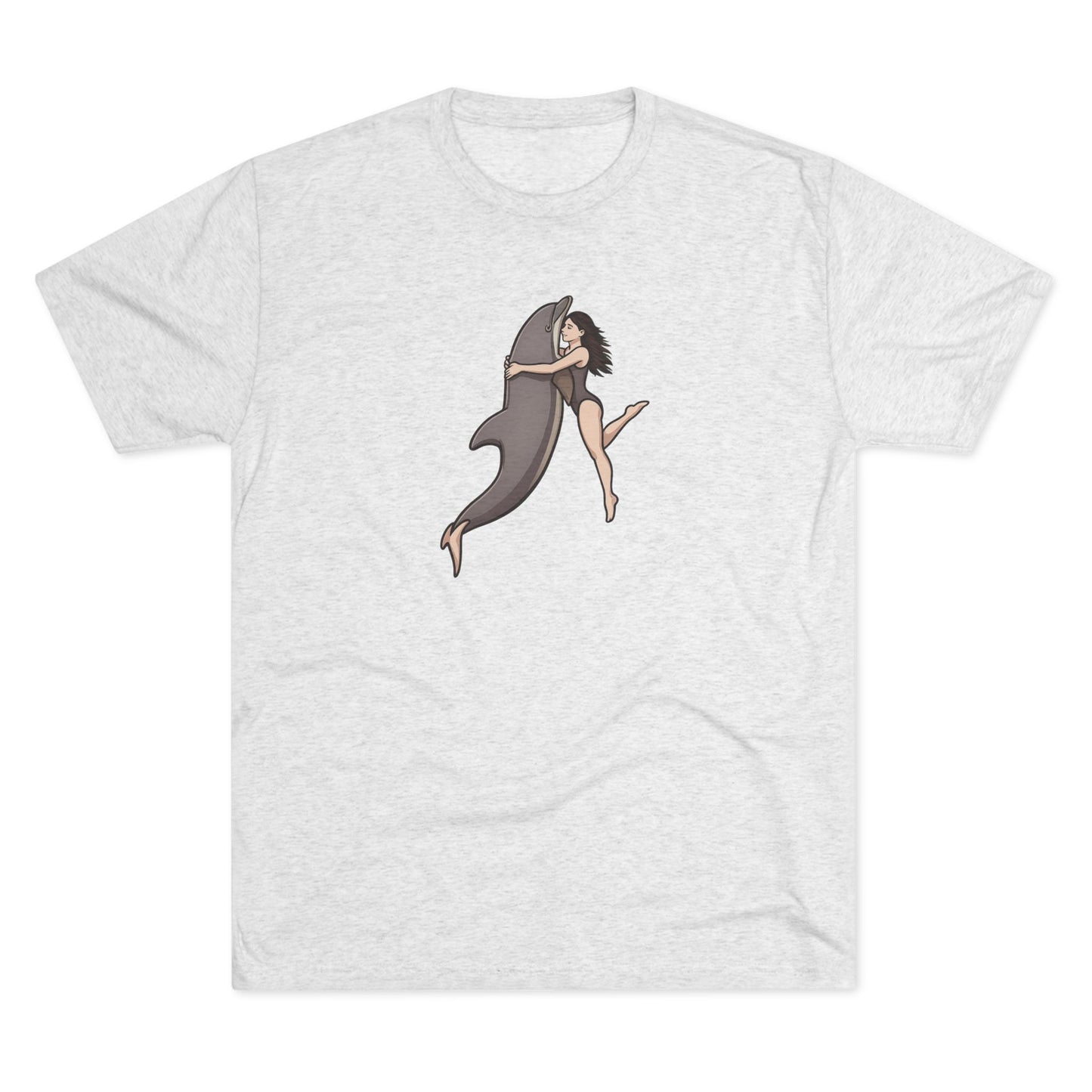 Dolphin Swim Woman swimming with Dolphin Unisex Tri-Blend Crew Tee