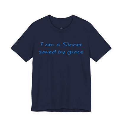 I Am A Sinner Saved By Grace Jersey Short Sleeve Tee