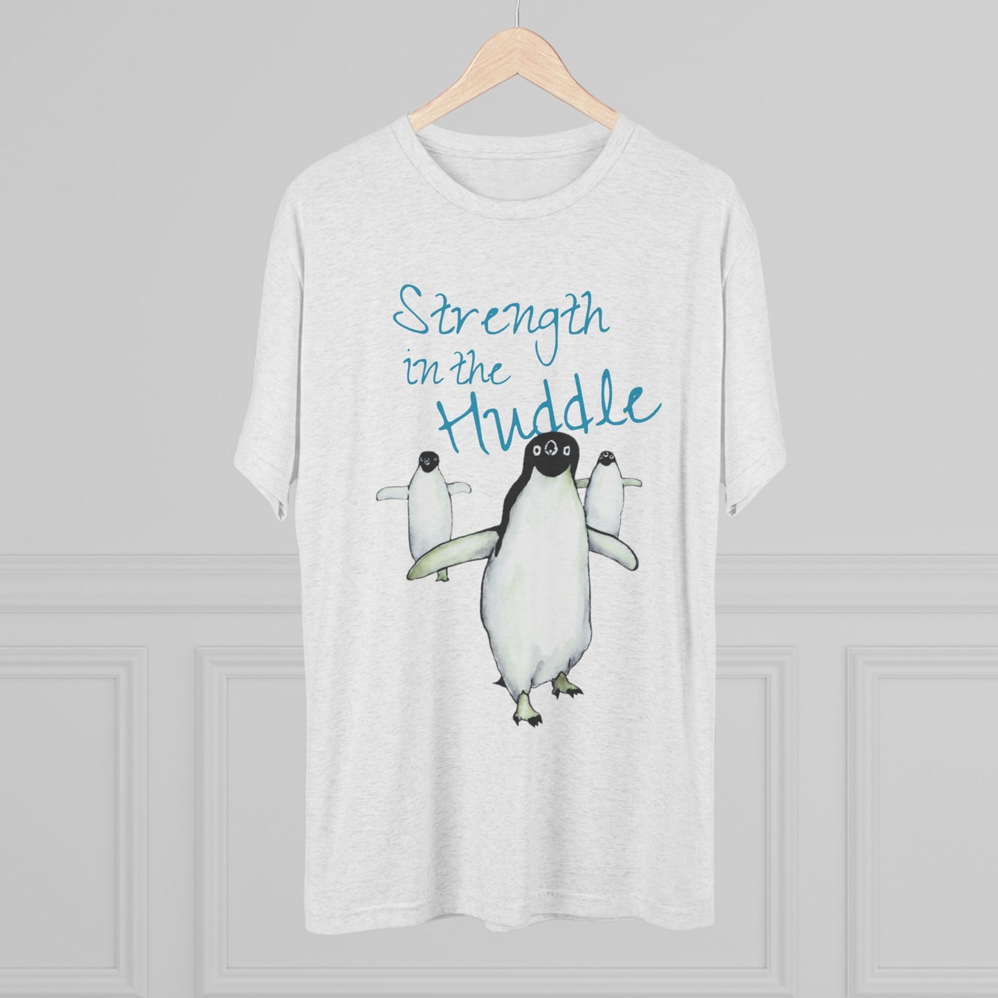 Strength in the Huddle Adélie Penguin Unisex Tri-Blend Crew Tee