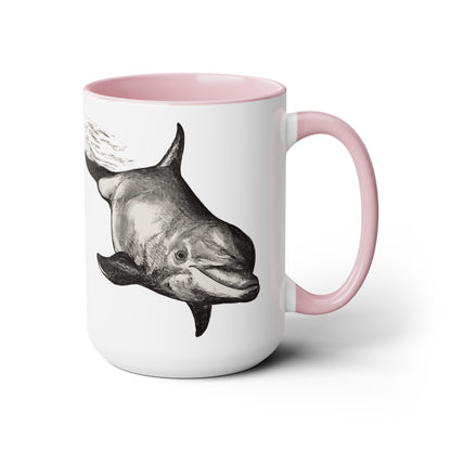 Dolphin Dive Two-Tone Coffee Mugs, 15oz