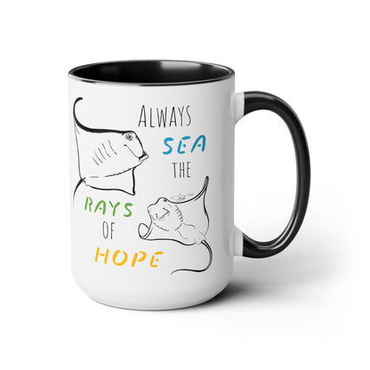 Sea Rays Two-Tone Coffee Mugs, 15oz