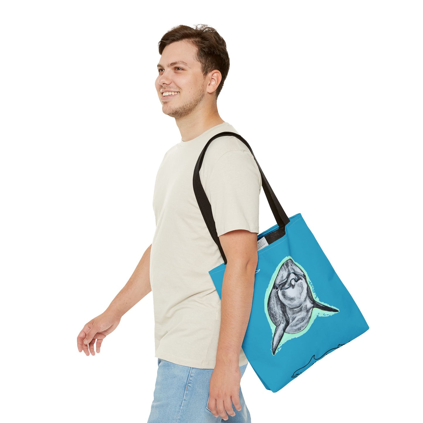 Curious Dolphin Tote Bag (AOP)