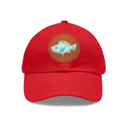 Blue Parrot Fish Hat with Leather Patch (Round)