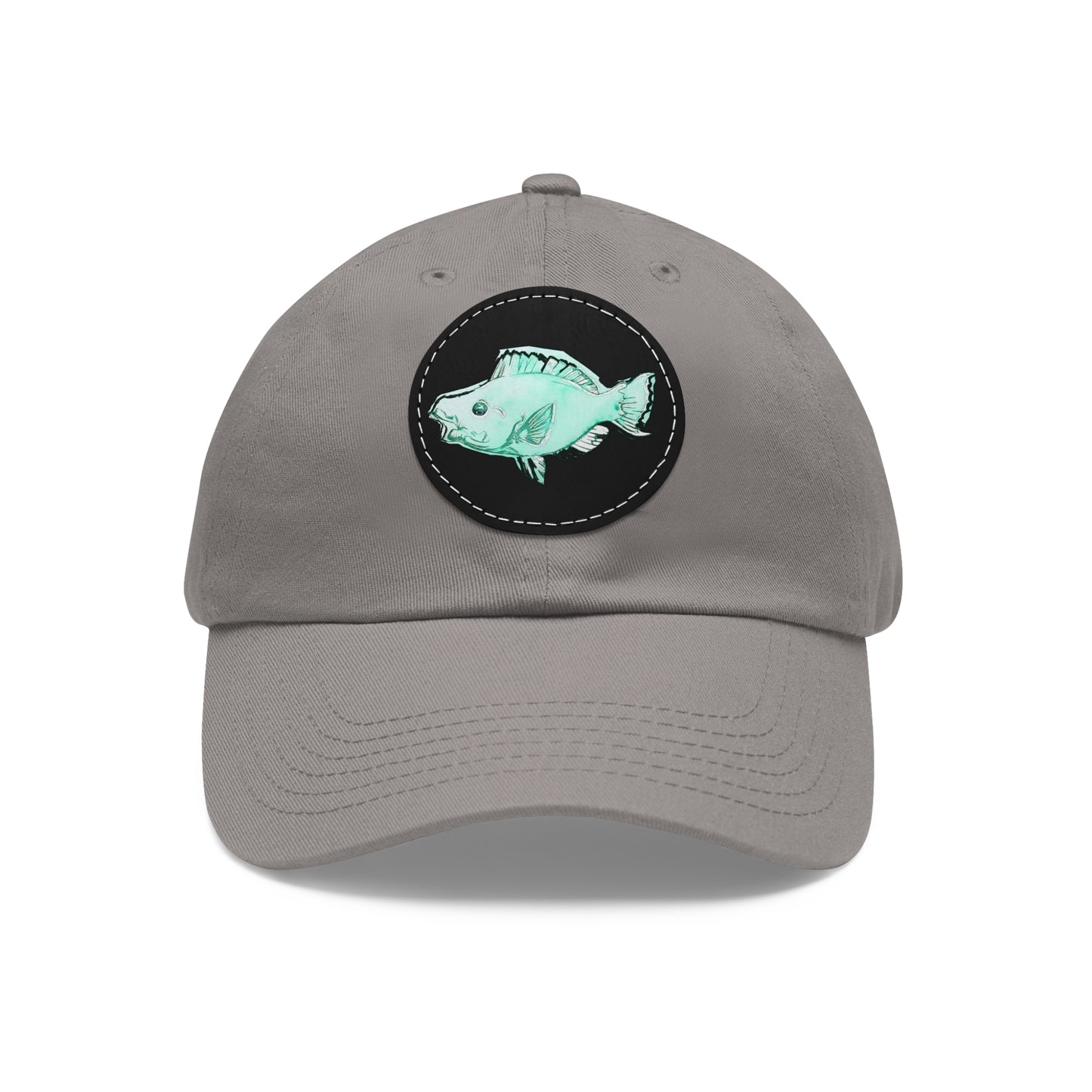 Blue Parrot Fish Hat with Leather Patch (Round)