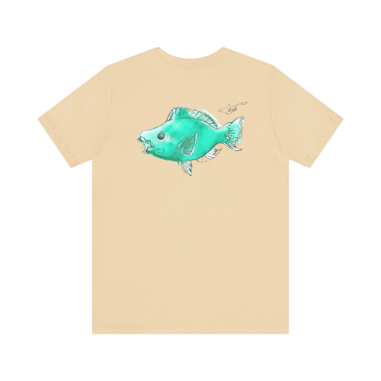 Blue Parrot Fish Unisex Jersey Short Sleeve Tee (Back Design)