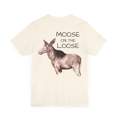 Moose On The Loose Unisex Jersey Short Sleeve Tee (Back Design)